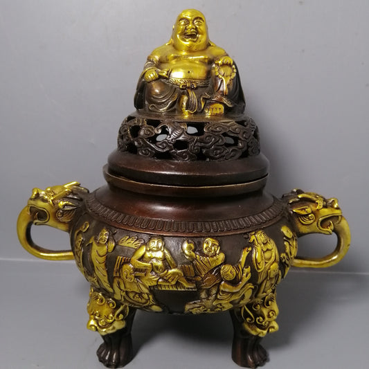 Chinese antique pure copper incense burner ornaments