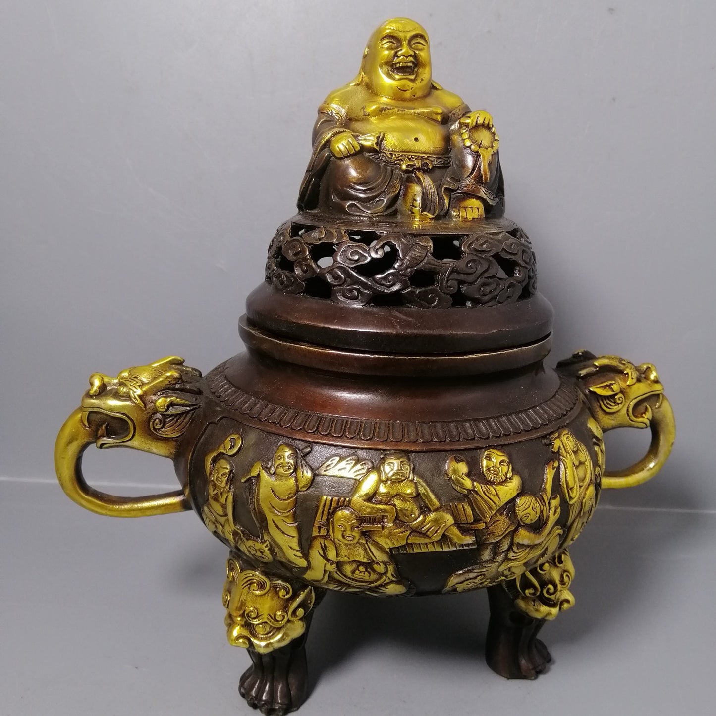Chinese antique pure copper incense burner ornaments