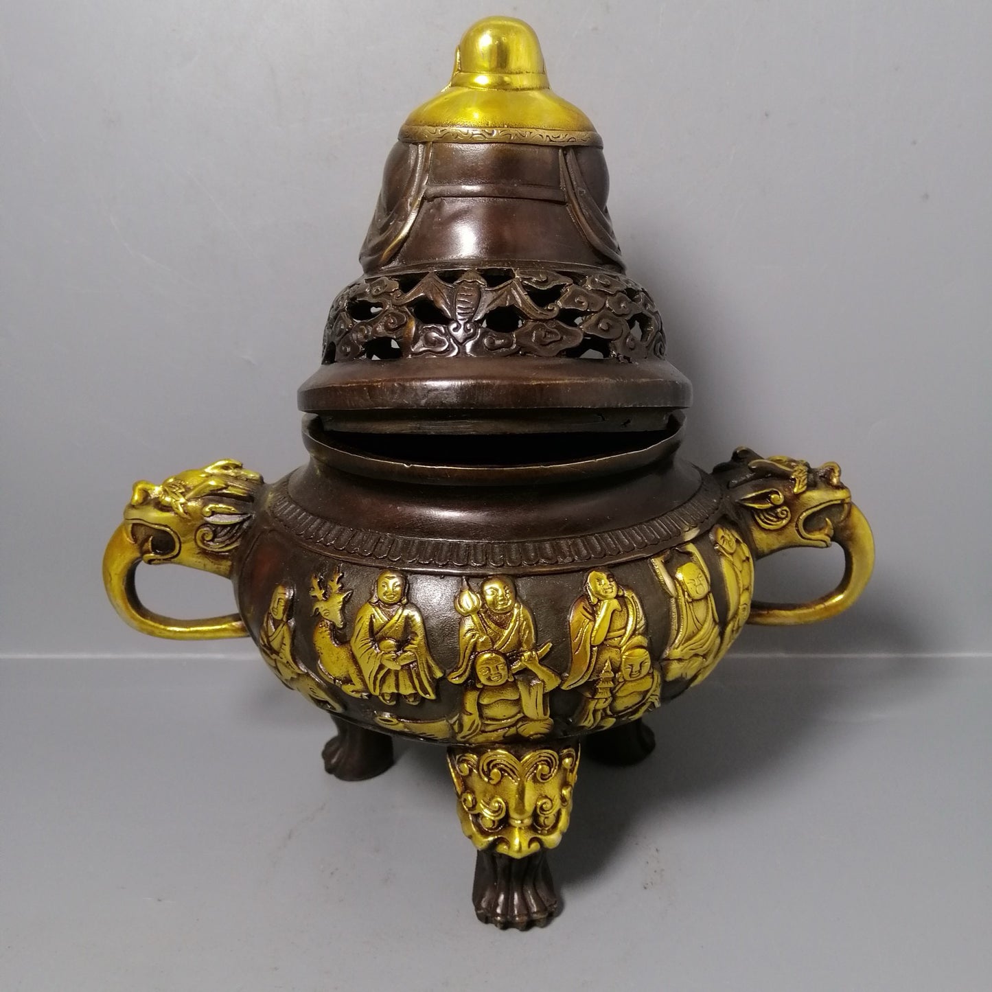 Chinese antique pure copper incense burner ornaments