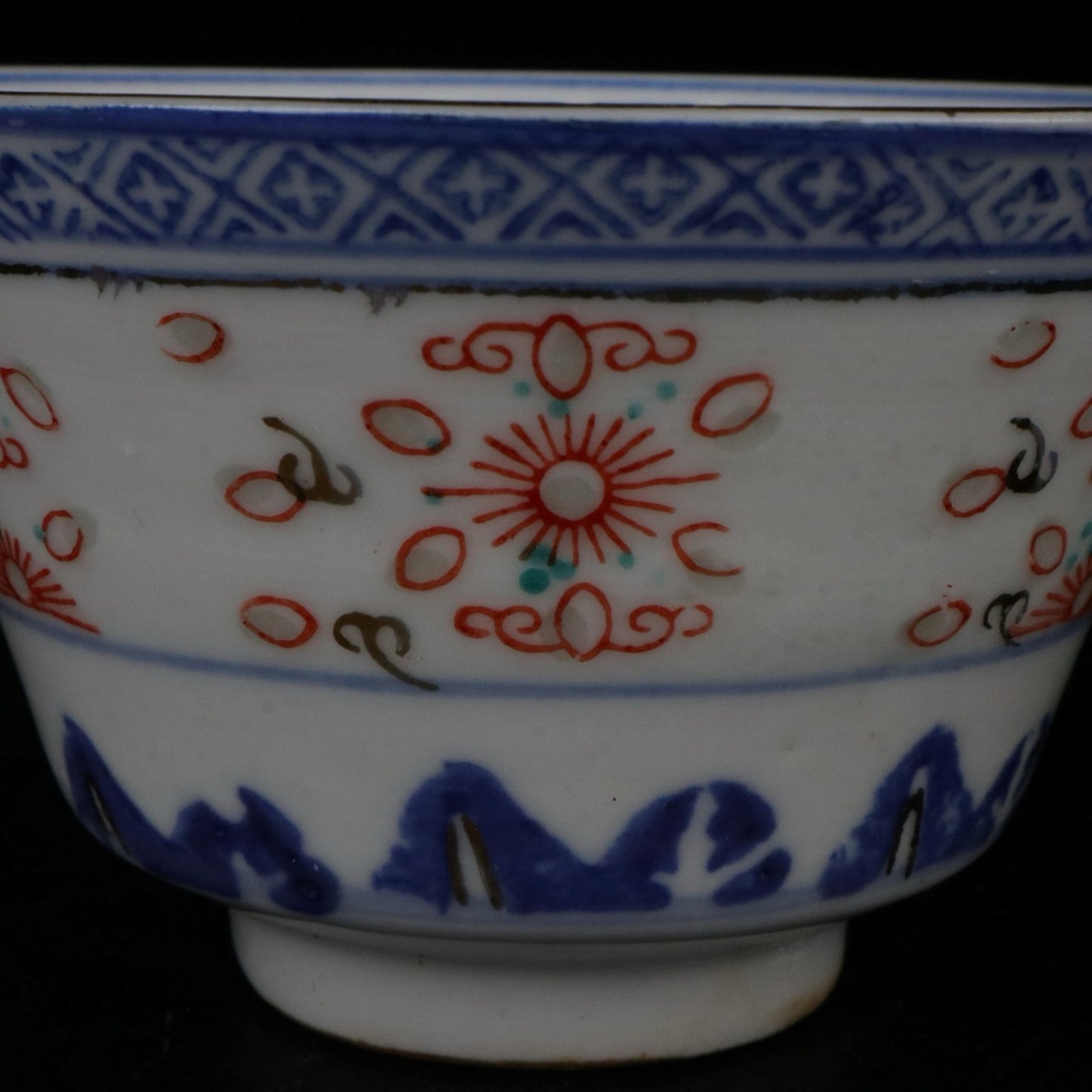 Ceramic blue and white glazed covered bowl