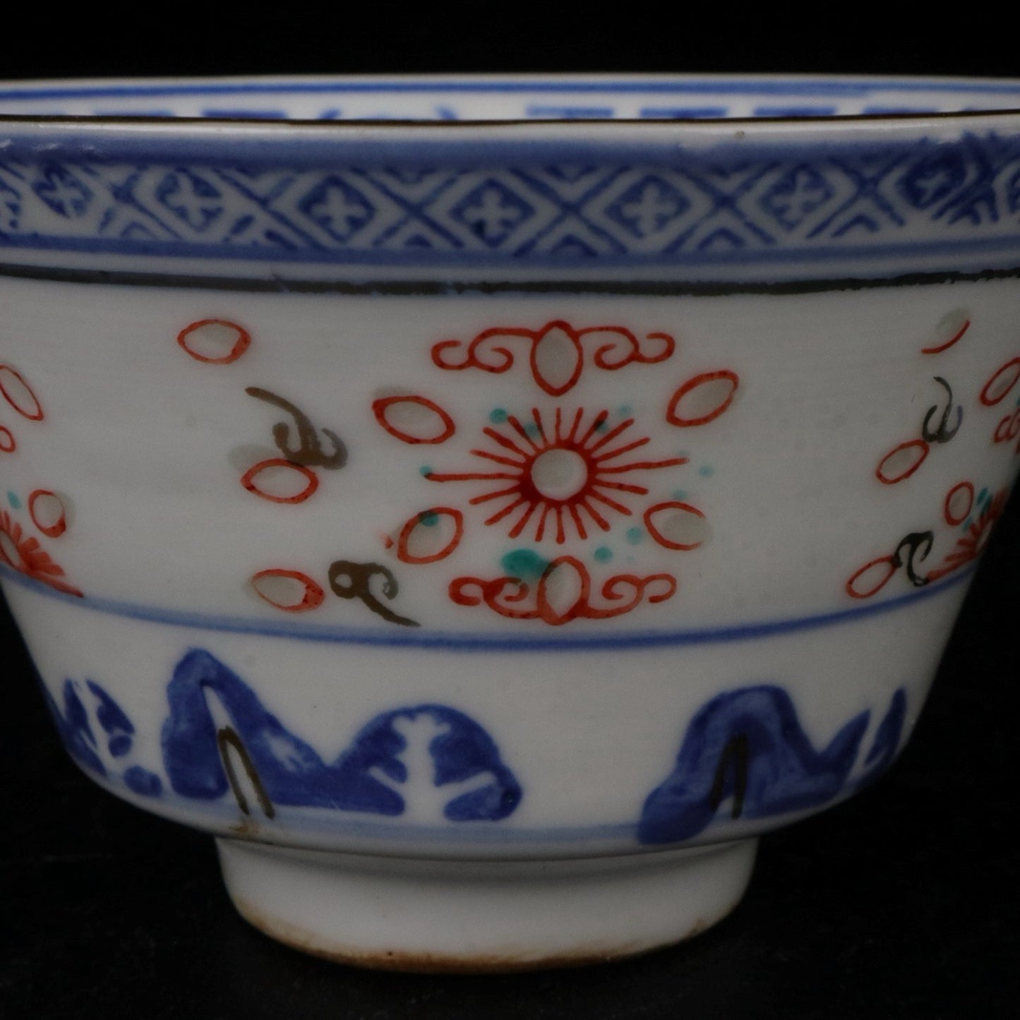 Ceramic blue and white glazed covered bowl