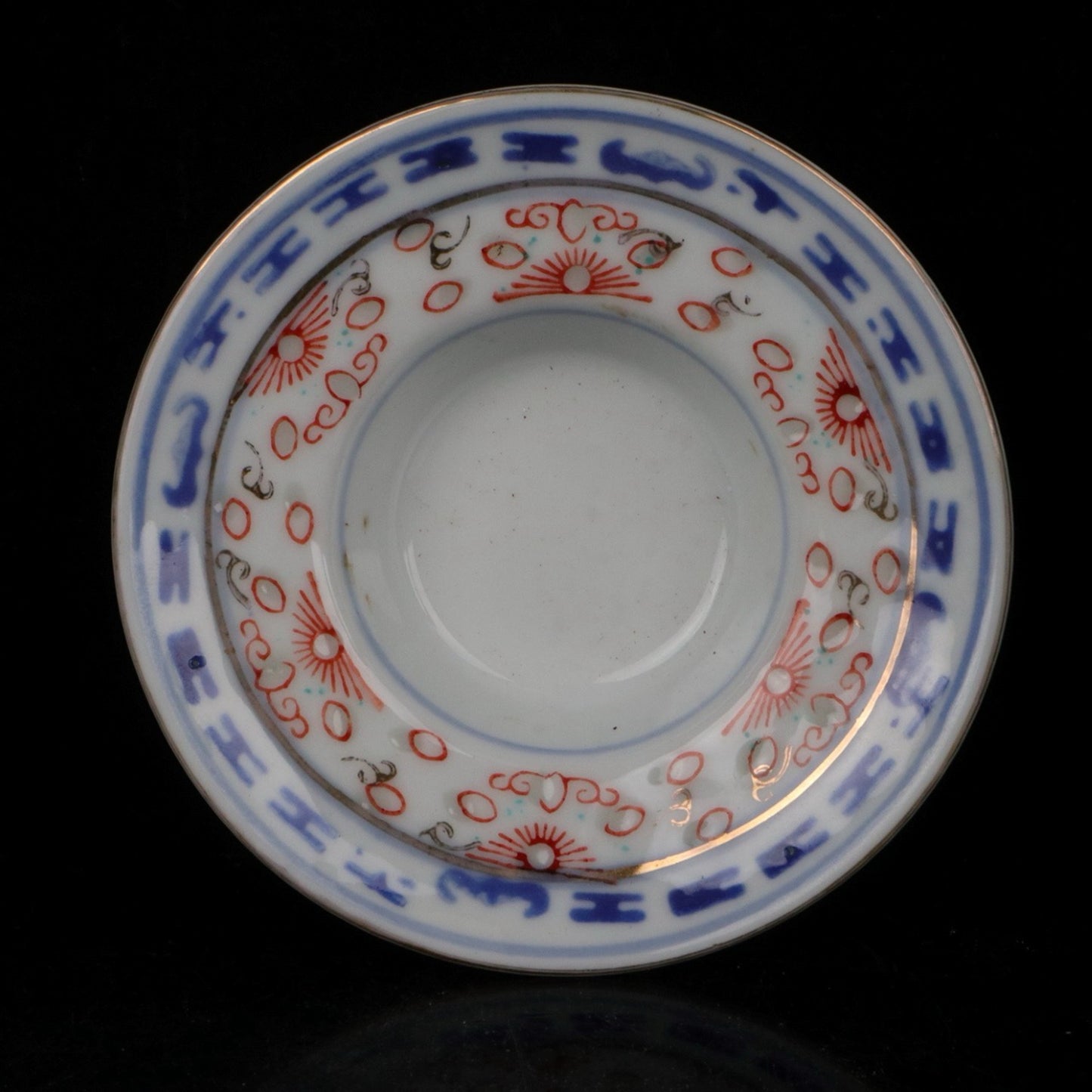 Ceramic blue and white glazed covered bowl