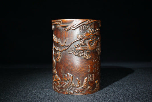 Bamboo Carved Arhat Wenxue Penholder