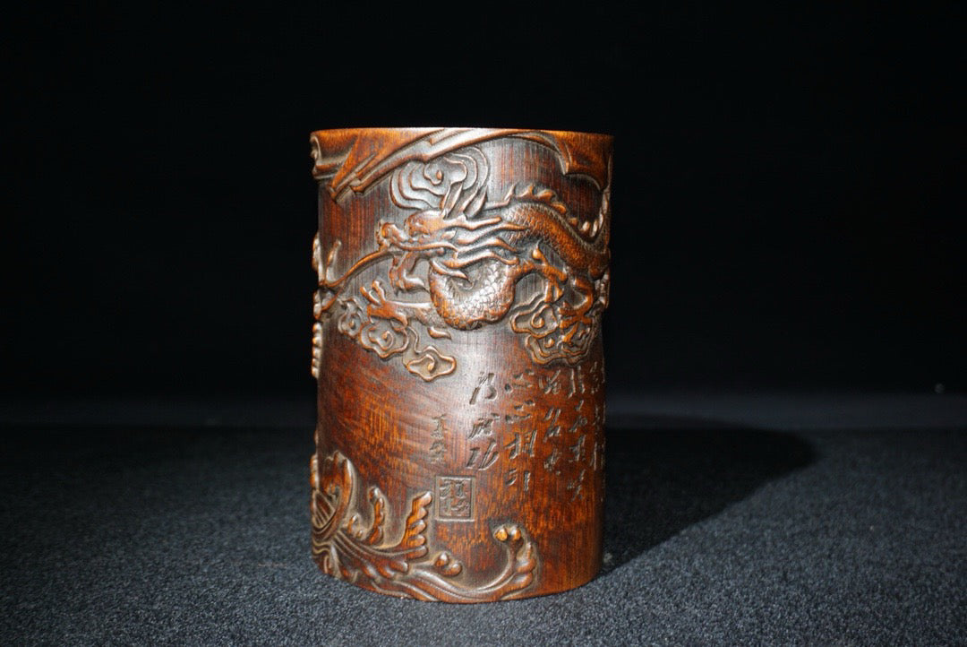 Bamboo Carved Arhat Wenxue Penholder