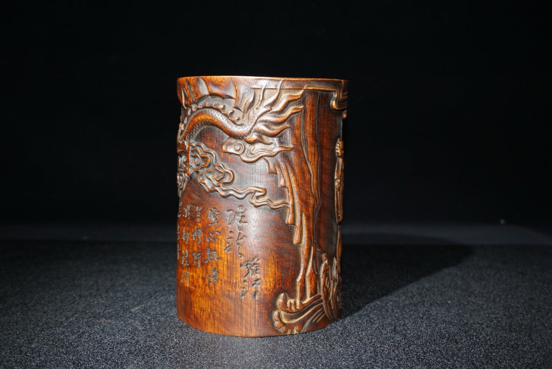 Bamboo Carved Arhat Wenxue Penholder