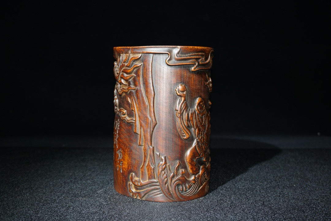 Bamboo Carved Arhat Wenxue Penholder