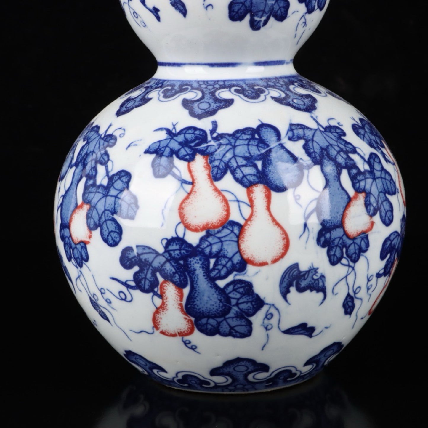 Ceramic blue and white glazed gourd vase