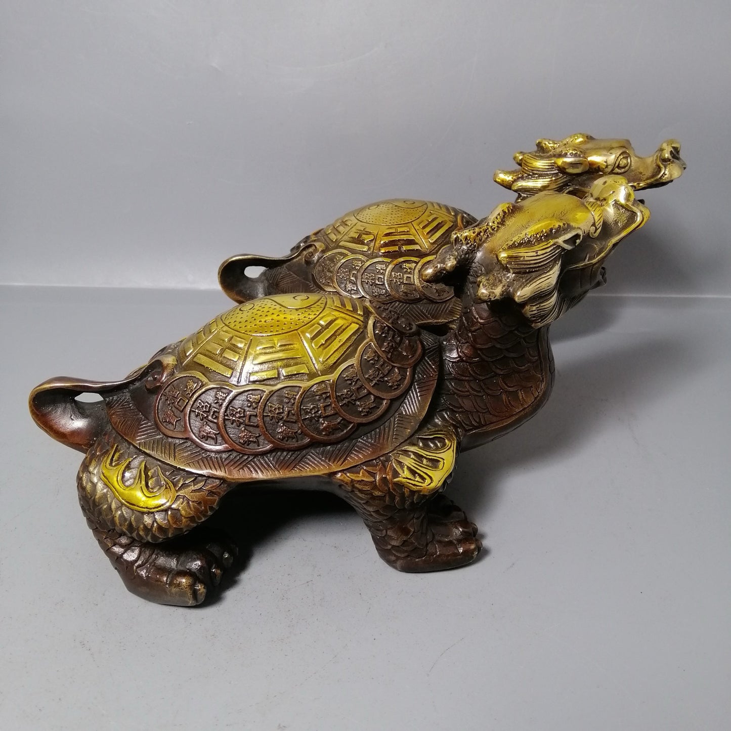 Chinese antique pure copper dragon turtle ornaments