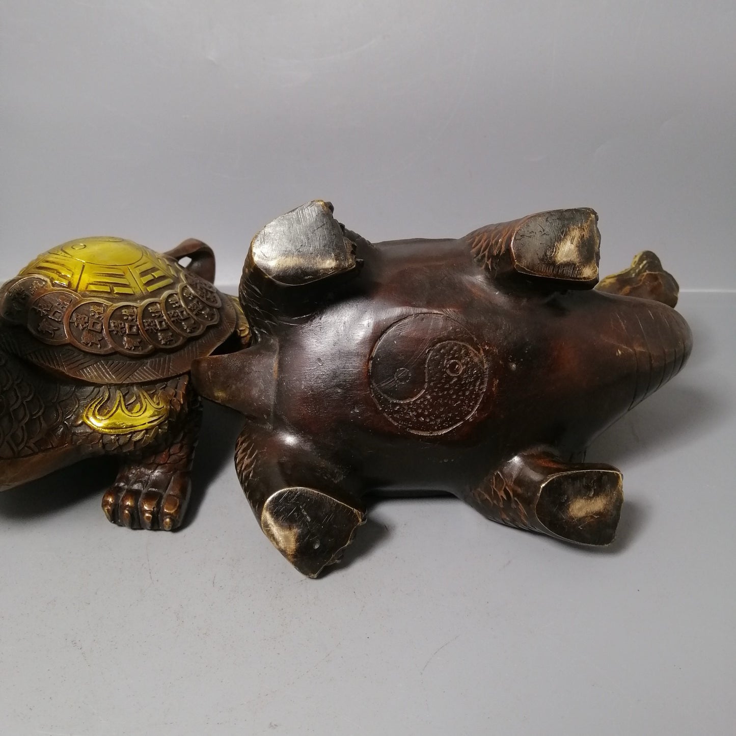 Chinese antique pure copper dragon turtle ornaments