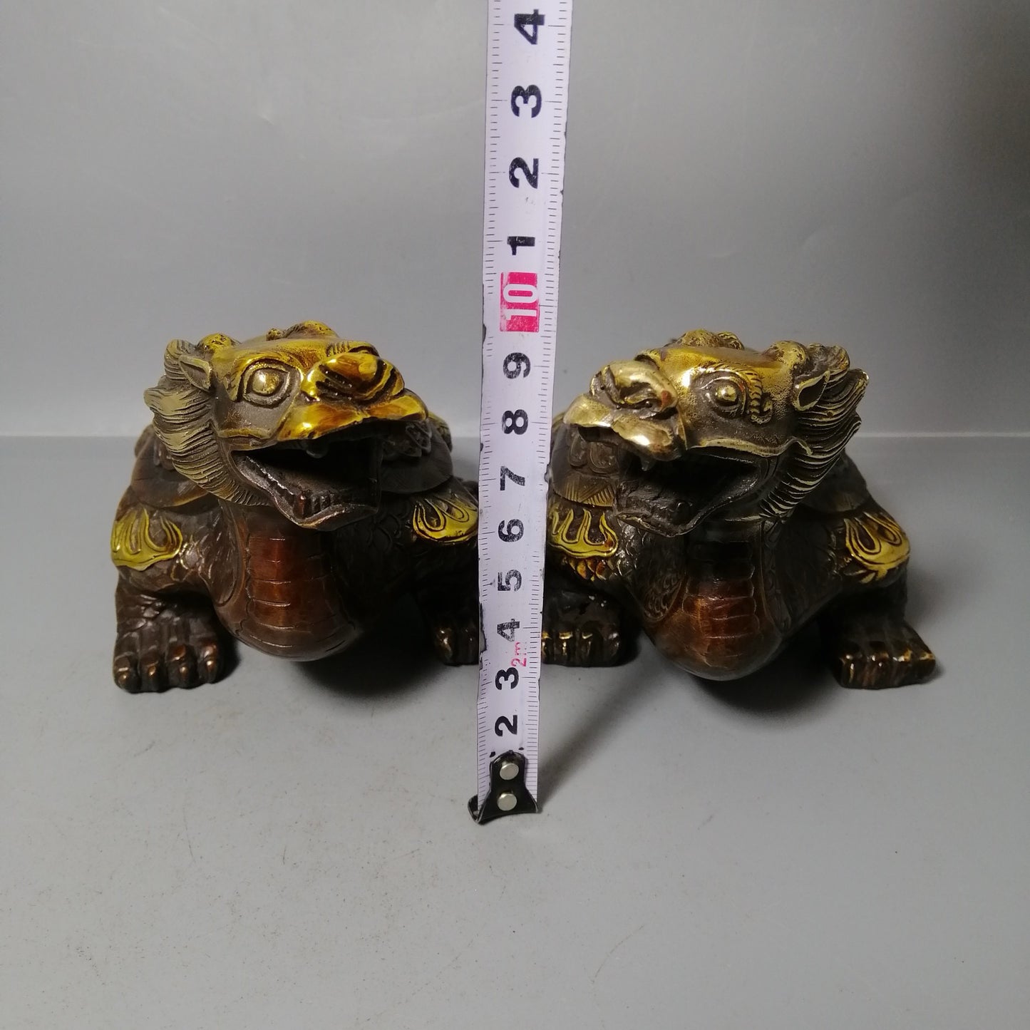 Chinese antique pure copper dragon turtle ornaments