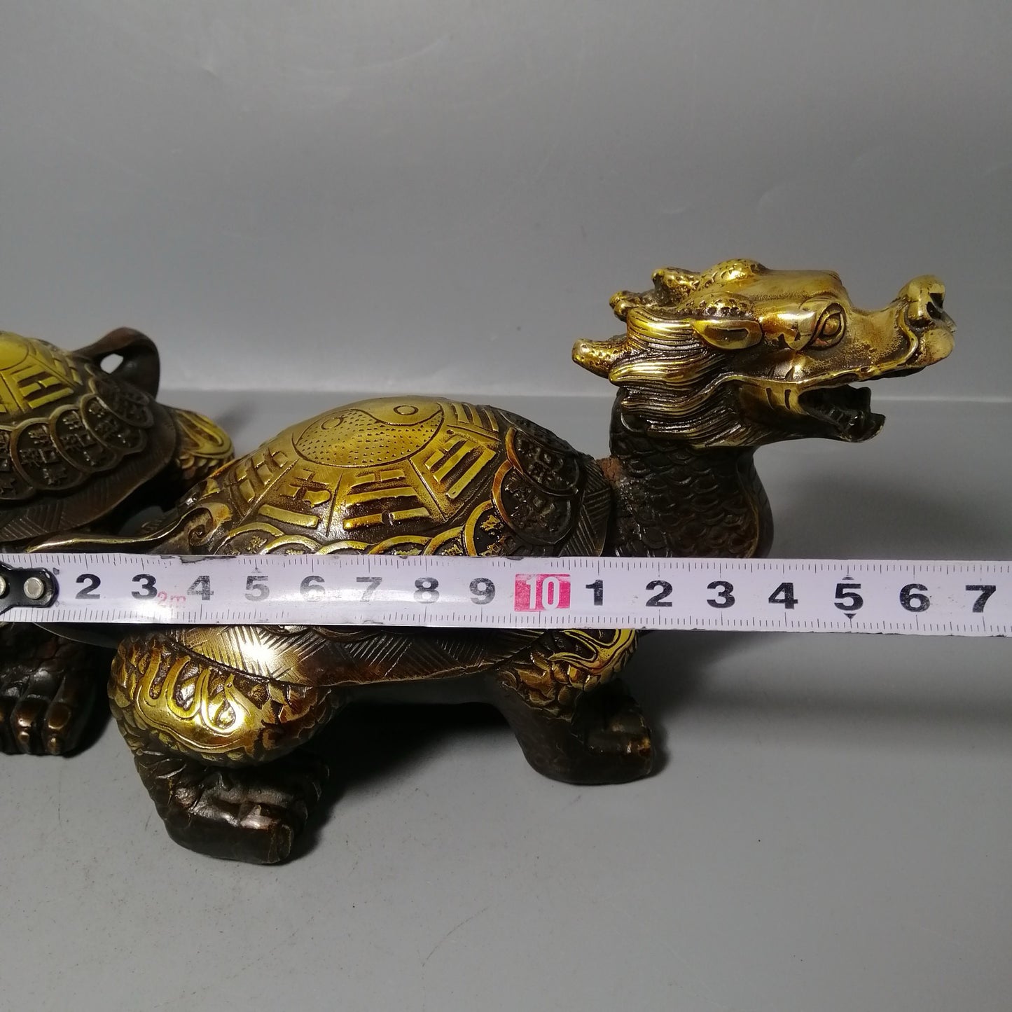 Chinese antique pure copper dragon turtle ornaments