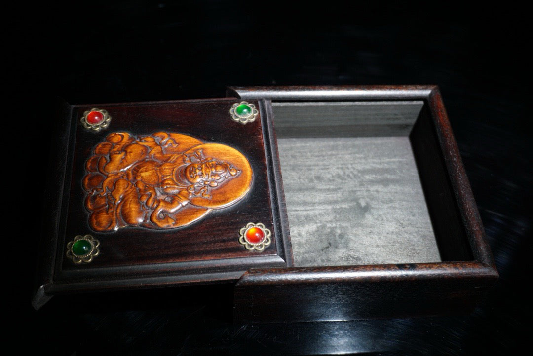 Black sandalwood inlaid boxwood sliding box