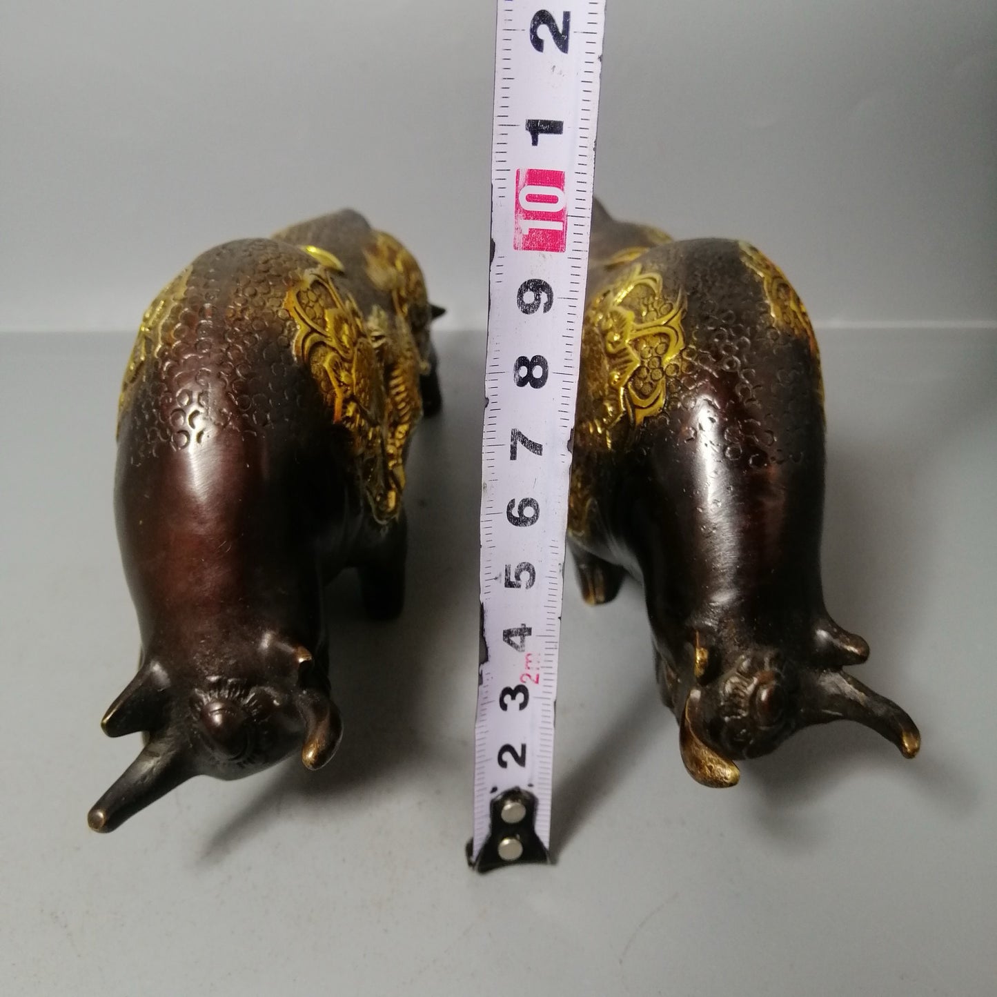 Chinese antique pure copper wealth luck ox ornament
