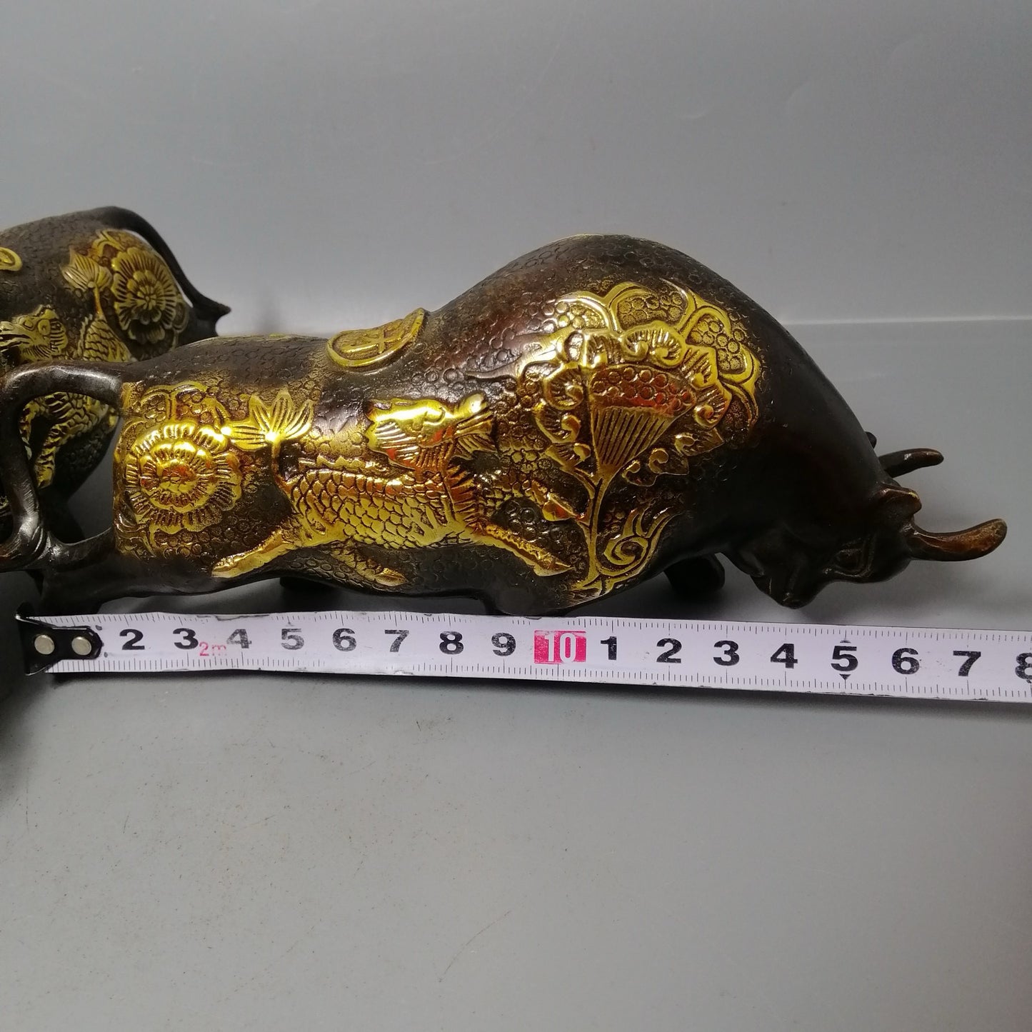 Chinese antique pure copper wealth luck ox ornament