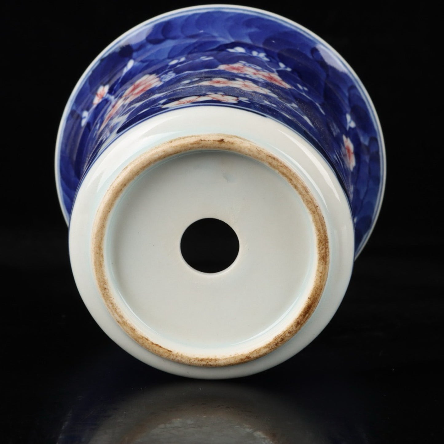 Ceramic blue and white glazed flower pot