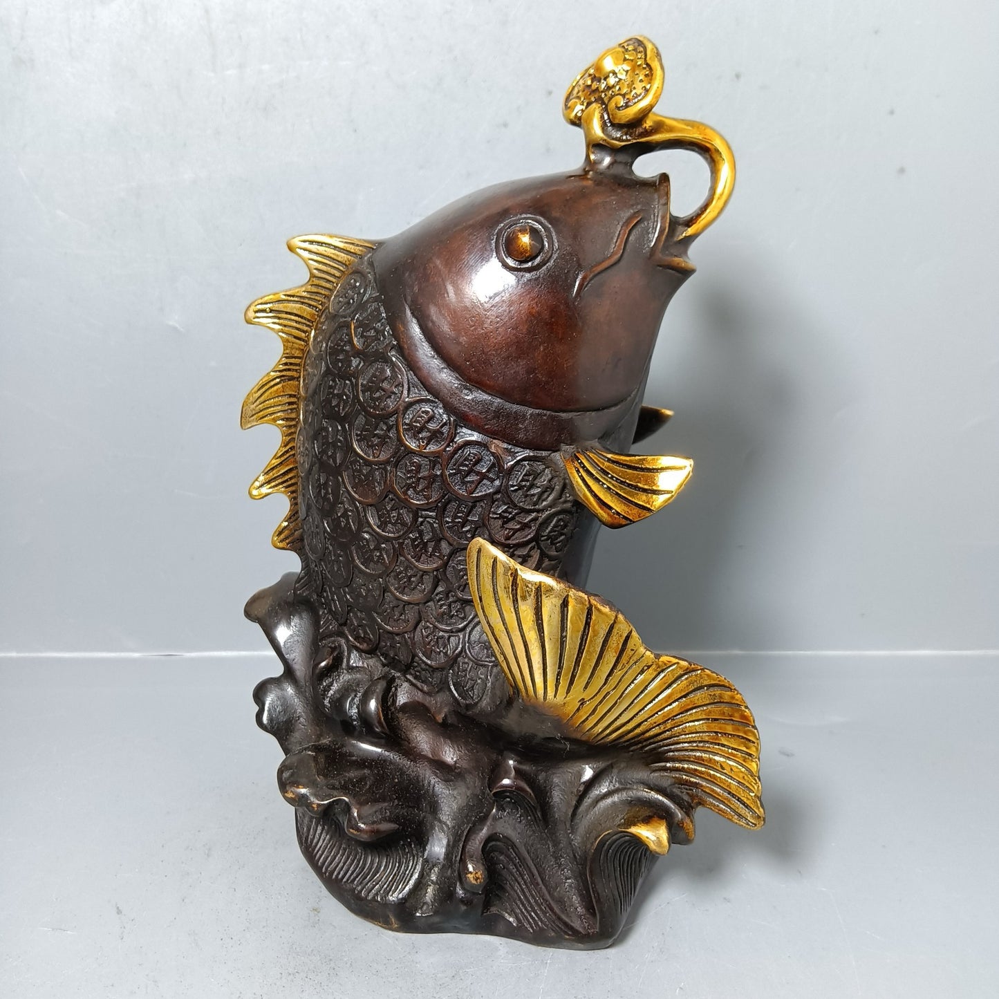 Chinese antique pure copper treasure pot ornaments