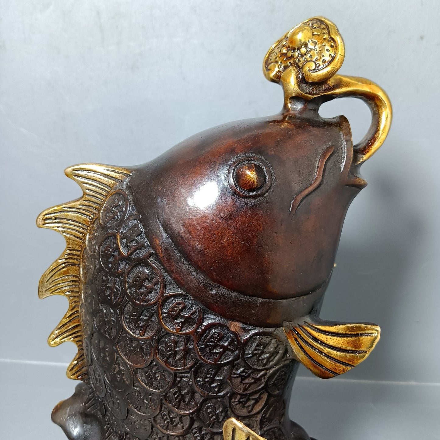 Chinese antique pure copper treasure pot ornaments