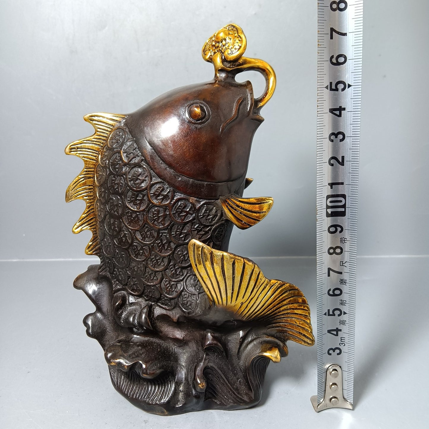 Chinese antique pure copper treasure pot ornaments