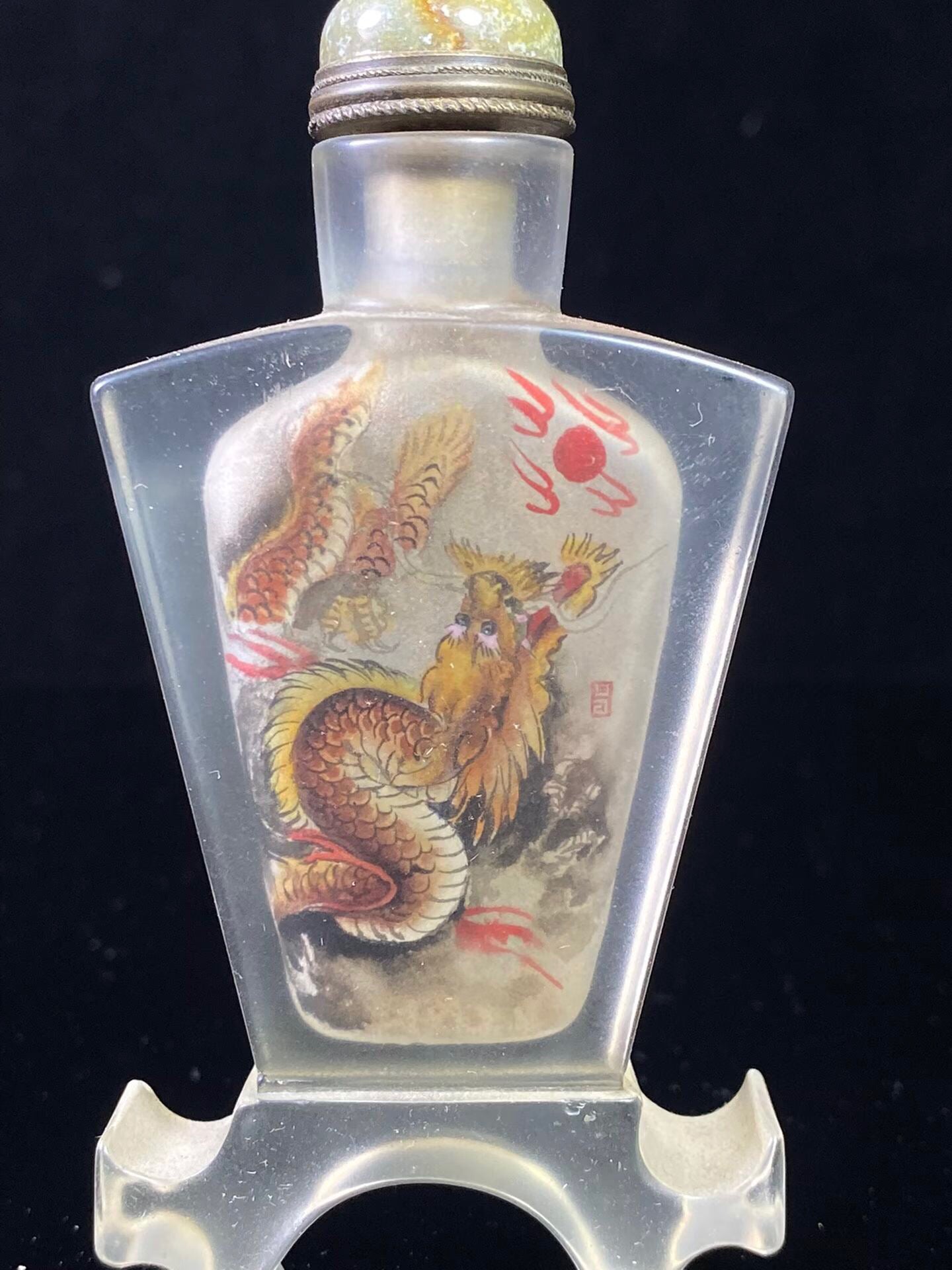Chinese antique glass inner painted snuff bottle