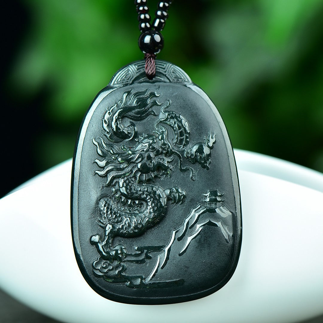 Hotan Jade Blue Jade Dragon