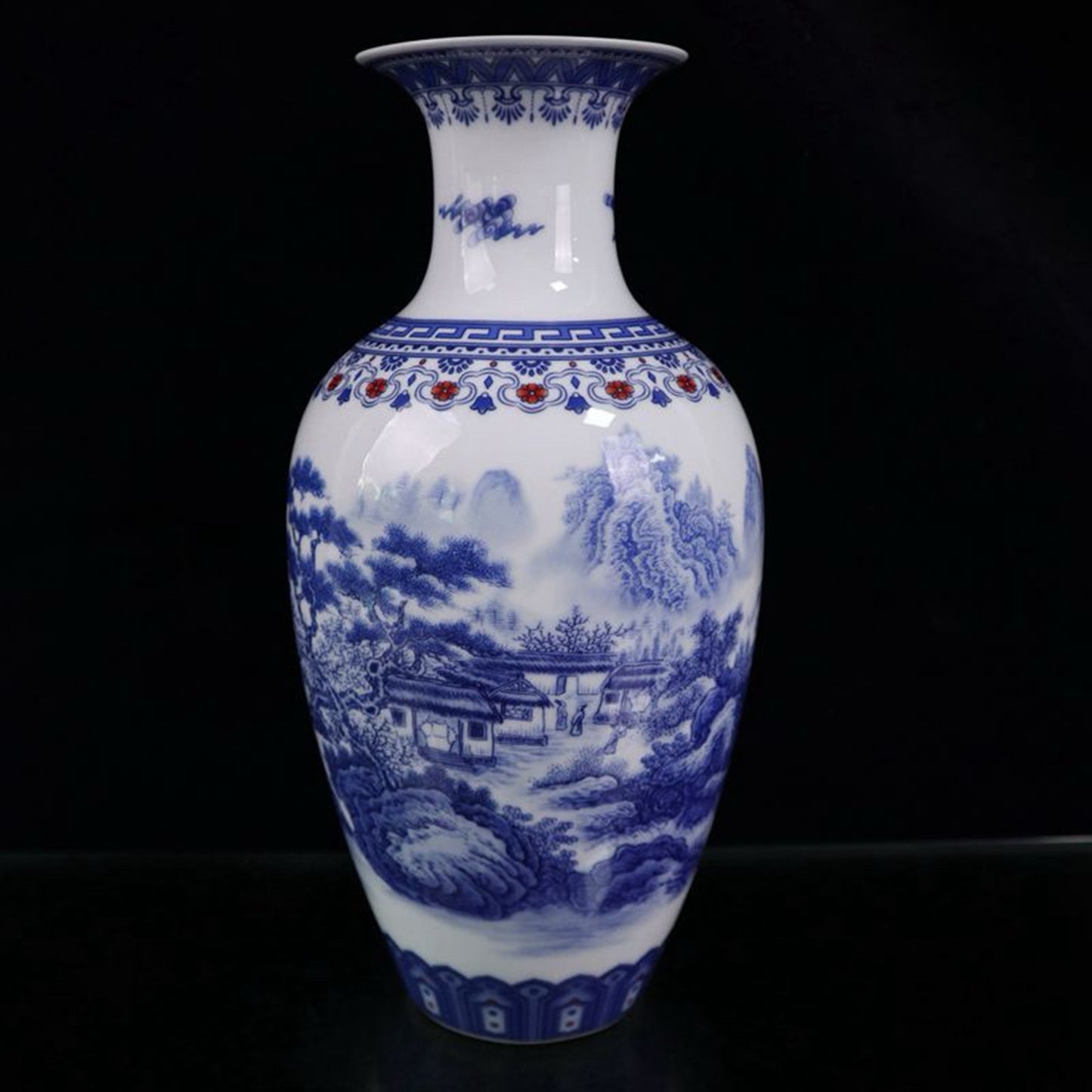 Ceramic blue and white glazed vase