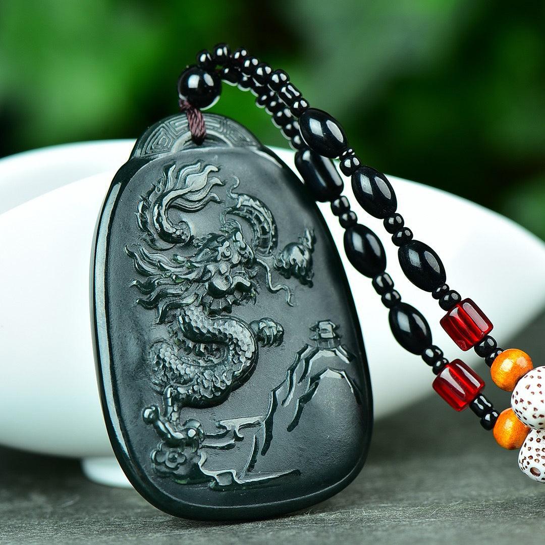 Hotan Jade Blue Jade Dragon