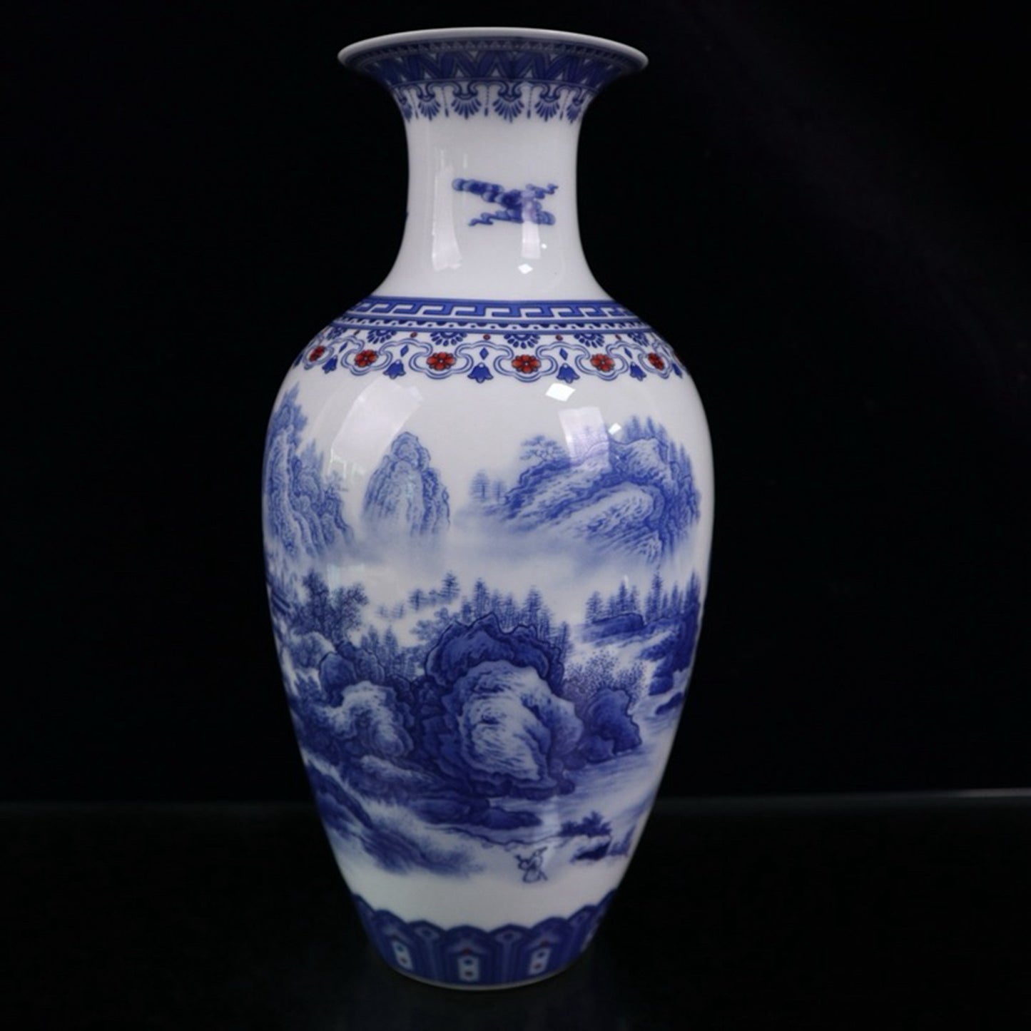 Ceramic blue and white glazed vase