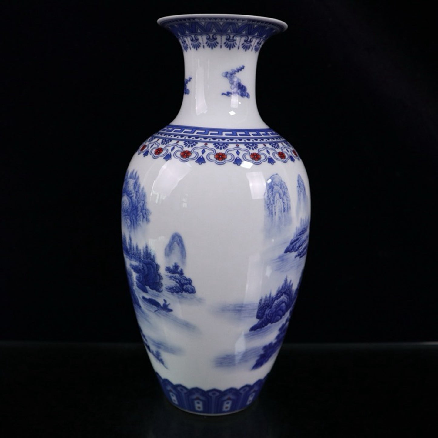 Ceramic blue and white glazed vase