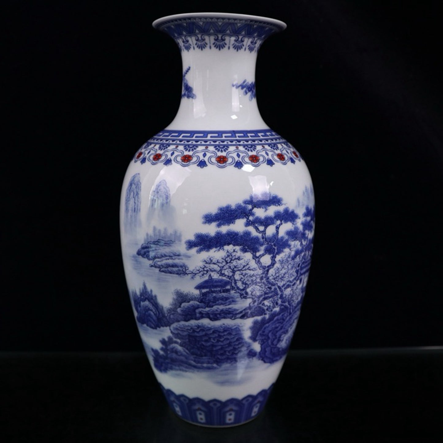 Ceramic blue and white glazed vase