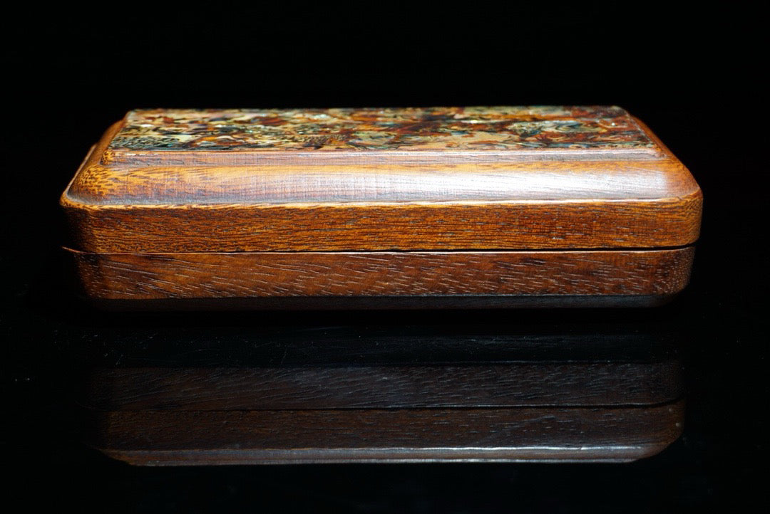 Pear wood inlaid seashell glasses case