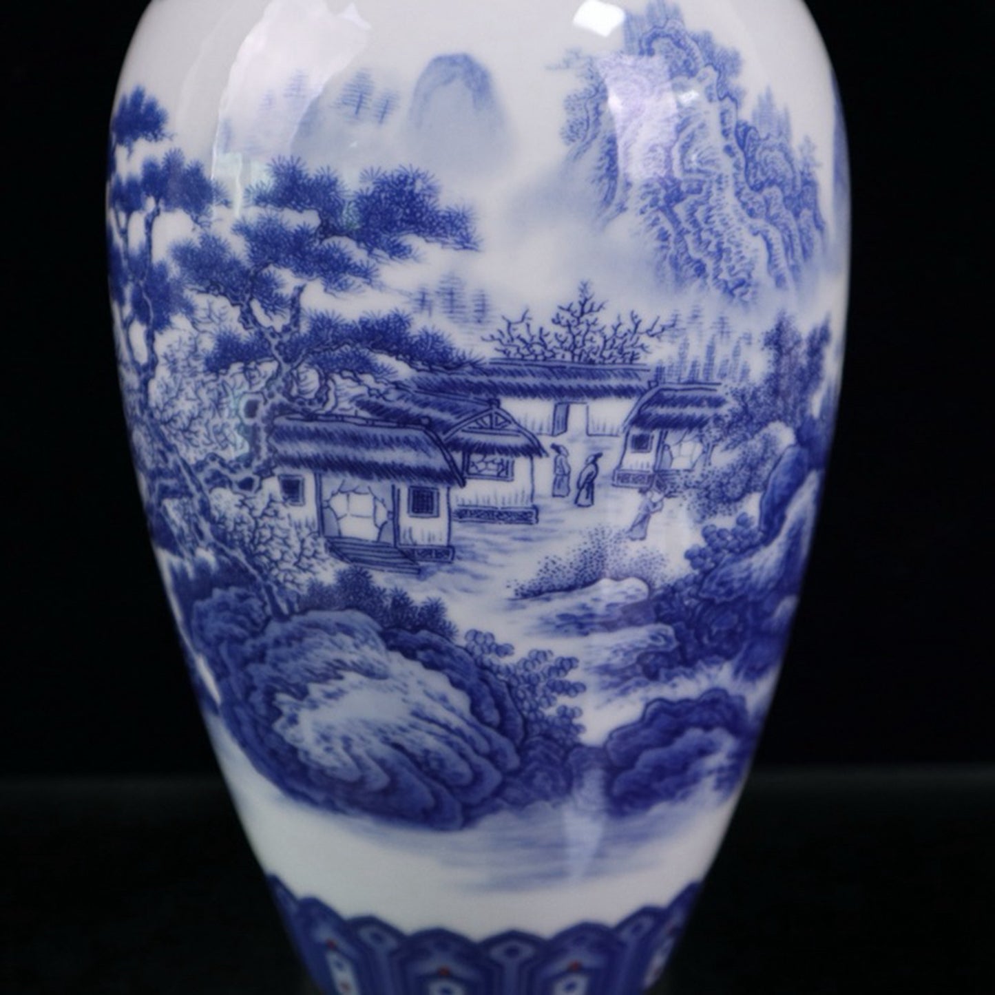 Ceramic blue and white glazed vase