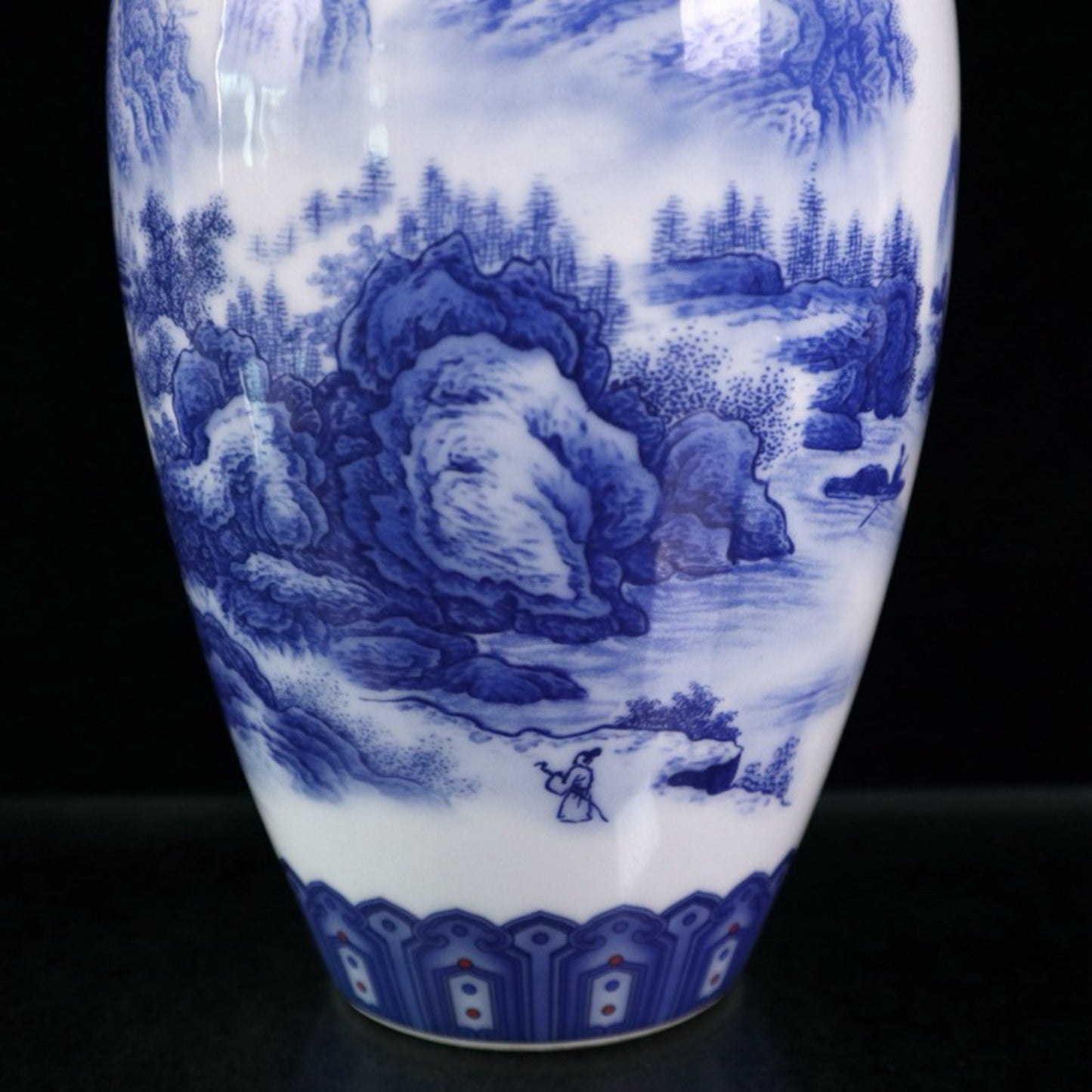 Ceramic blue and white glazed vase