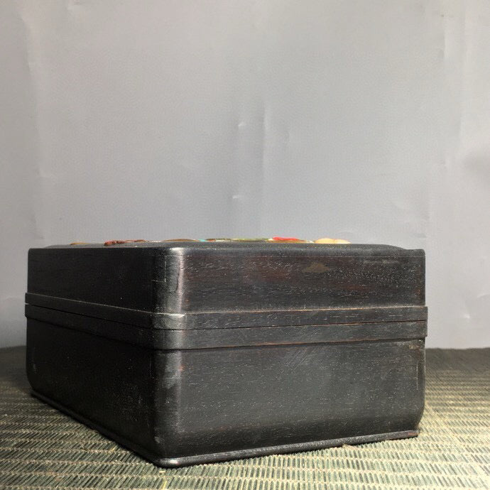 Small leaf rosewood inlaid multi treasure box