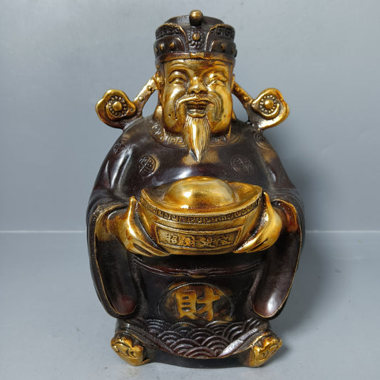 Chinese antique pure copper God of Wealth ornament