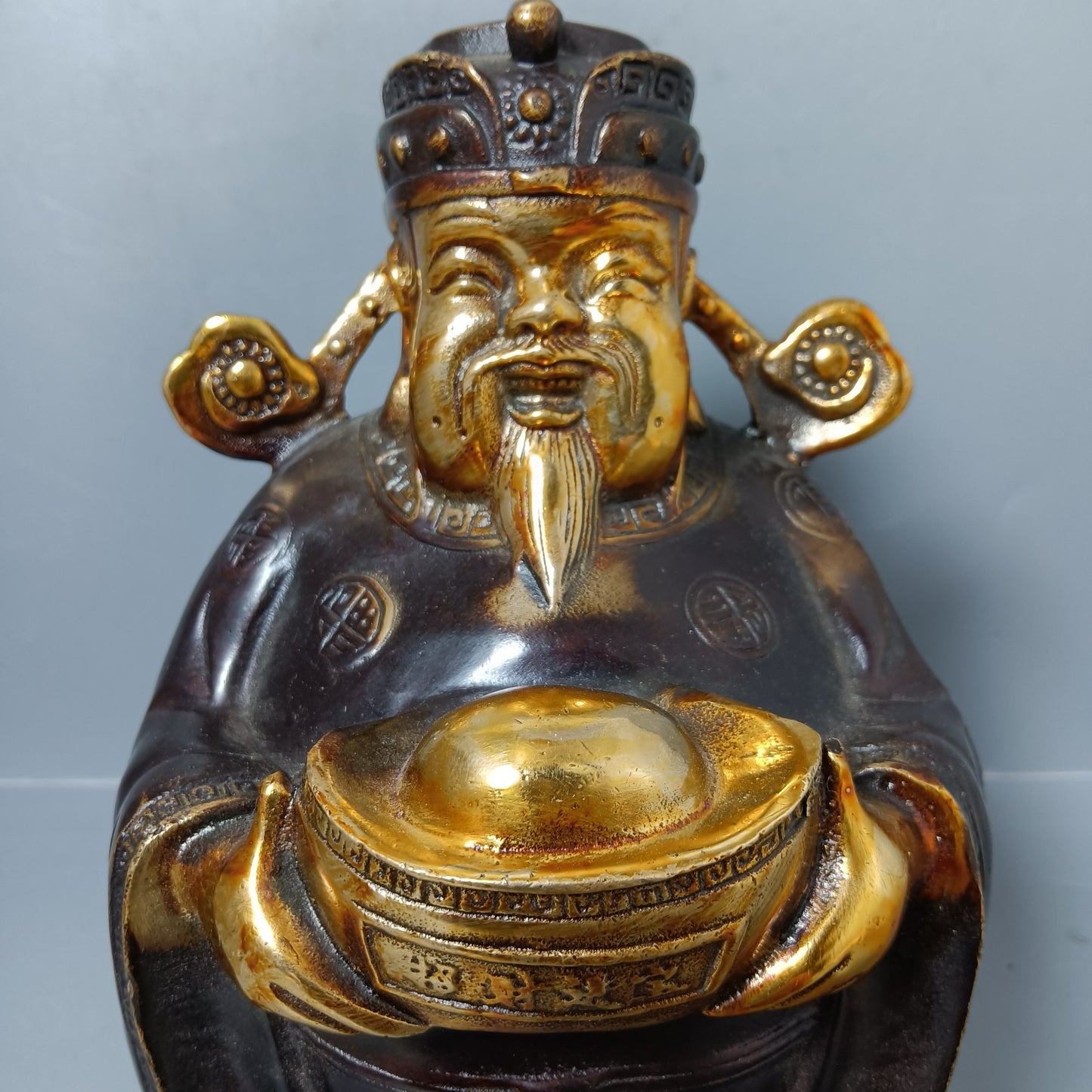 Chinese antique pure copper God of Wealth ornament