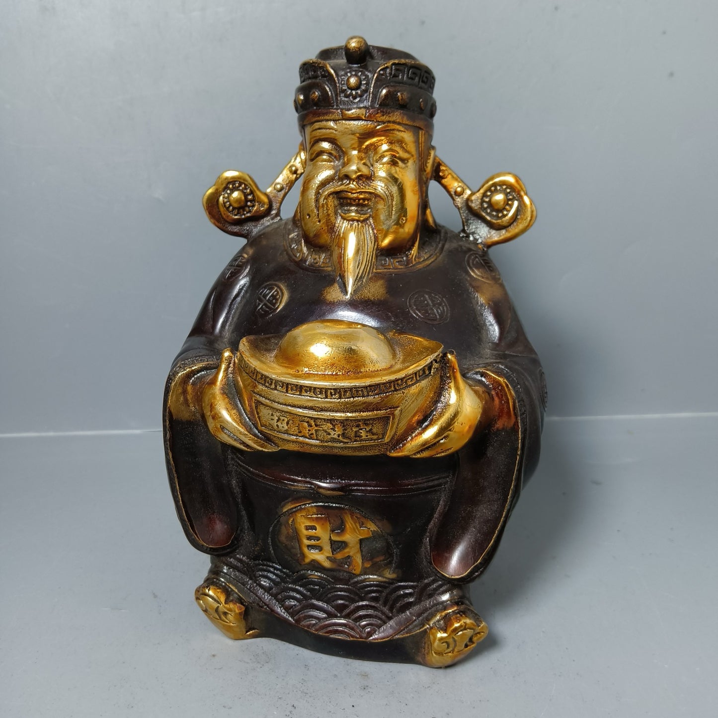 Chinese antique pure copper God of Wealth ornament