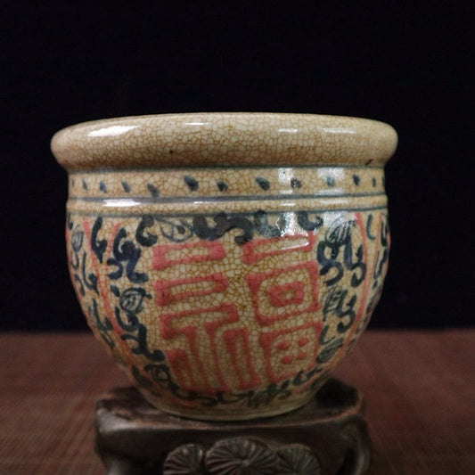 Ceramic blue and white glazed ceiling jar