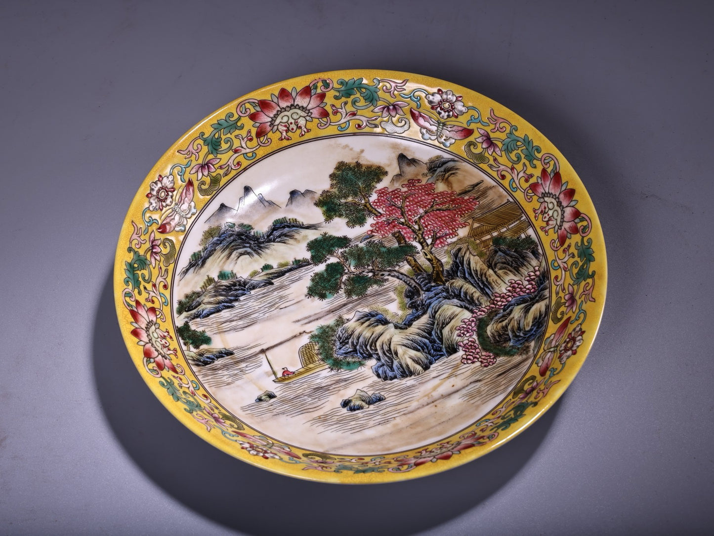 Pure hand-painted enamel powder porcelain plate