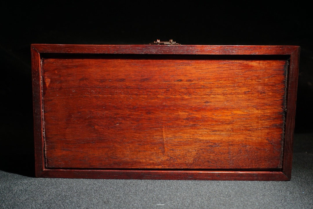 Pear wood carved two dragon playing pearl jewelry box
