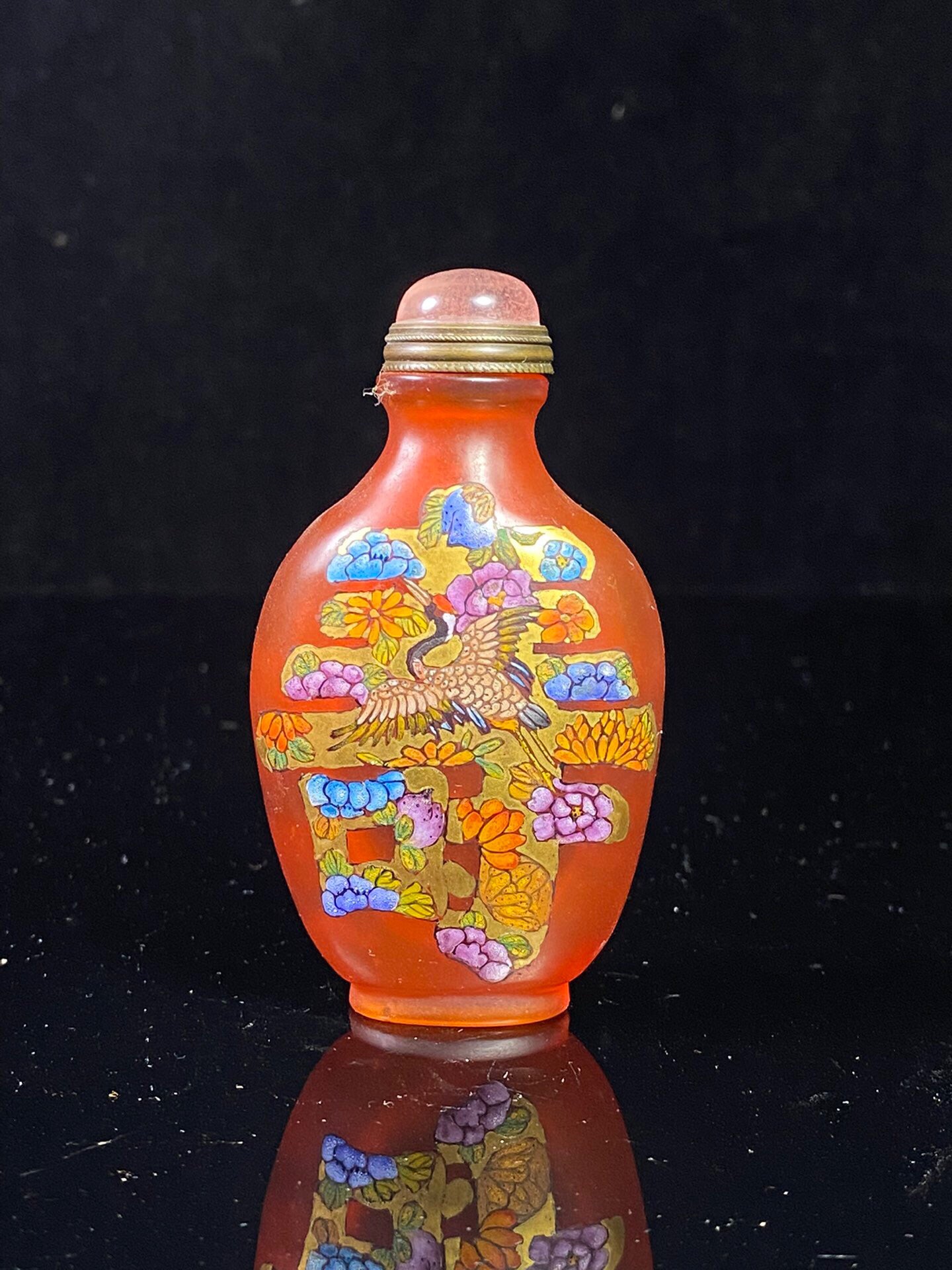 Chinese antique glass painting enamel colored snuff bottle