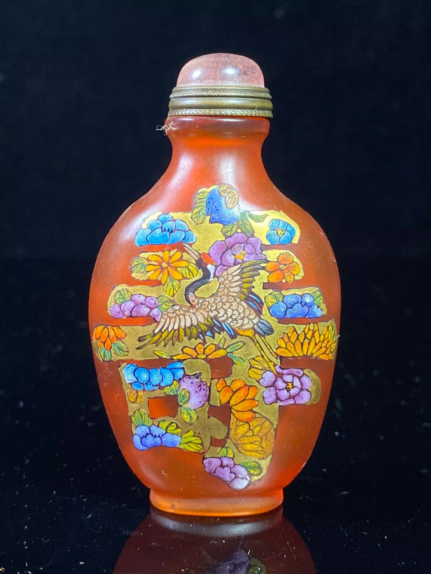 Chinese antique glass painting enamel colored snuff bottle