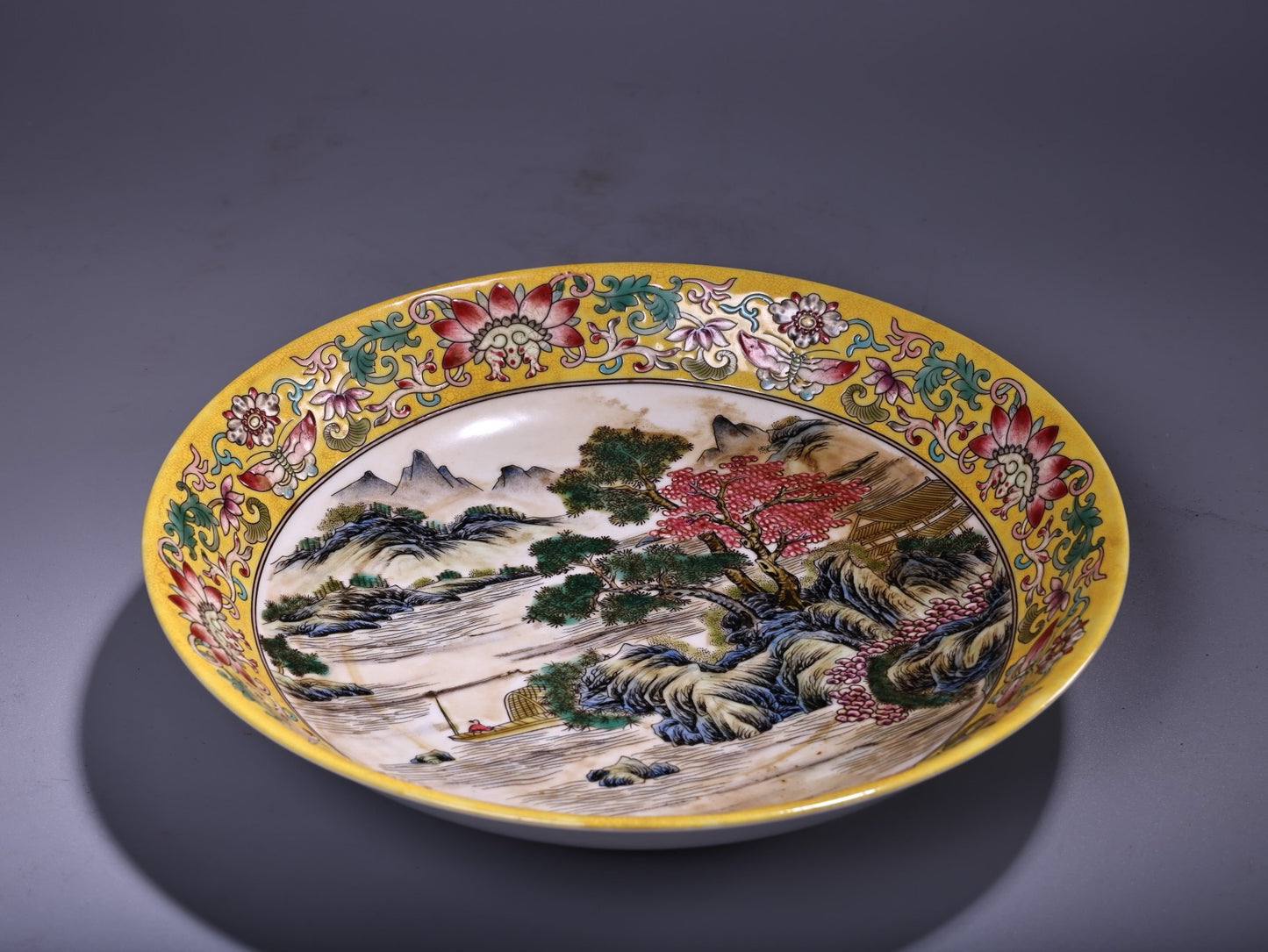 Pure hand-painted enamel powder porcelain plate