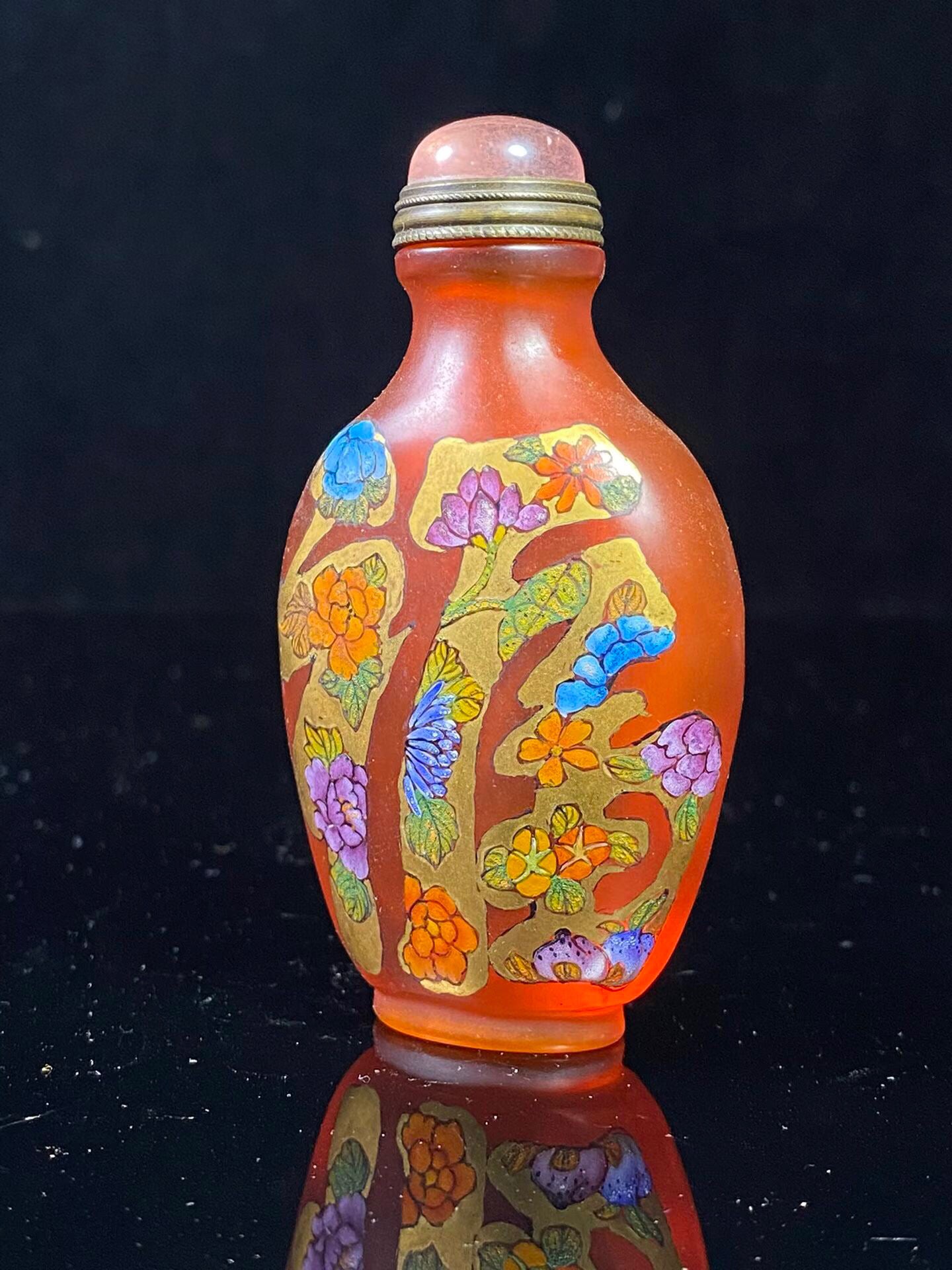 Chinese antique glass painting enamel colored snuff bottle