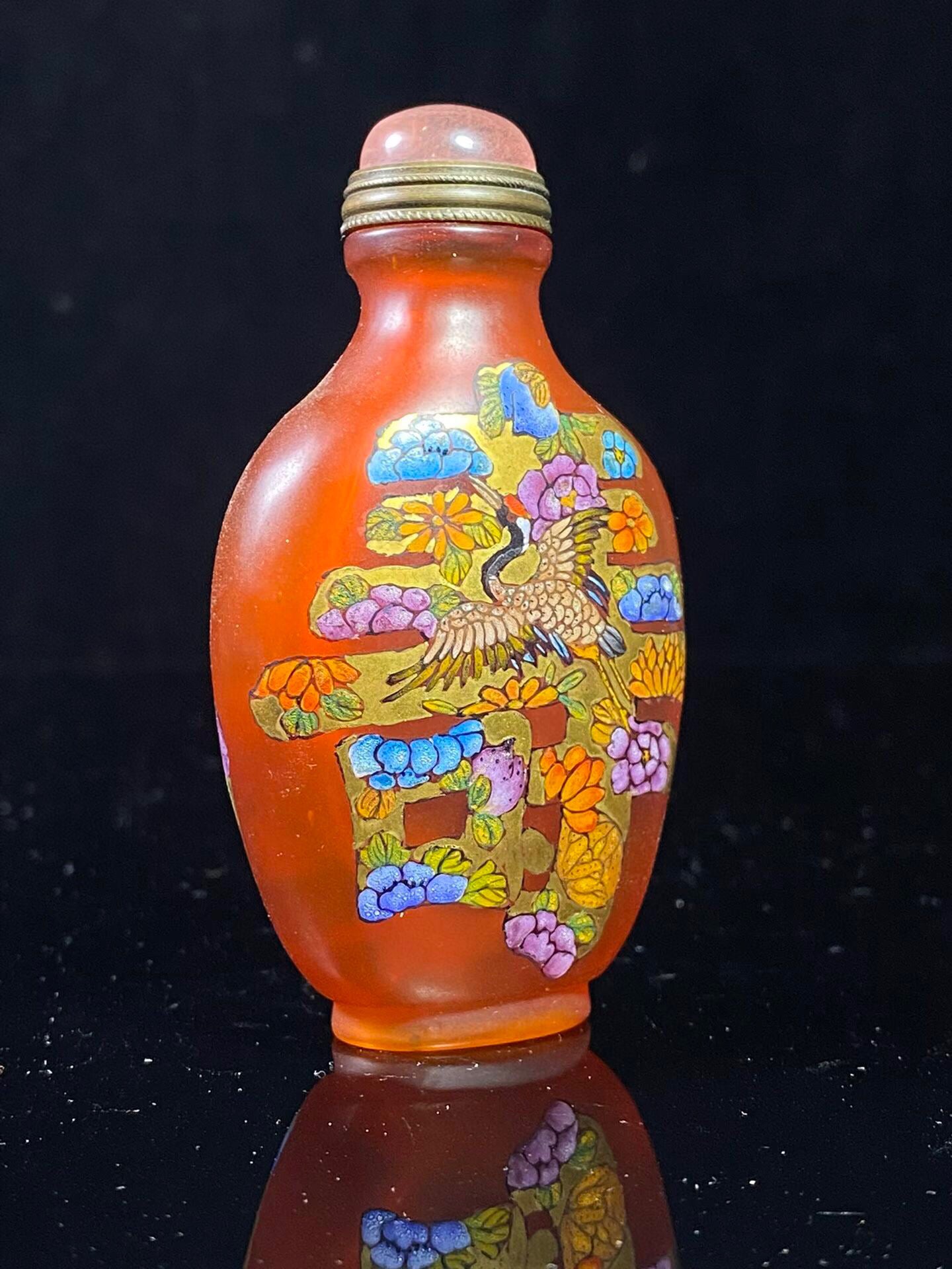 Chinese antique glass painting enamel colored snuff bottle