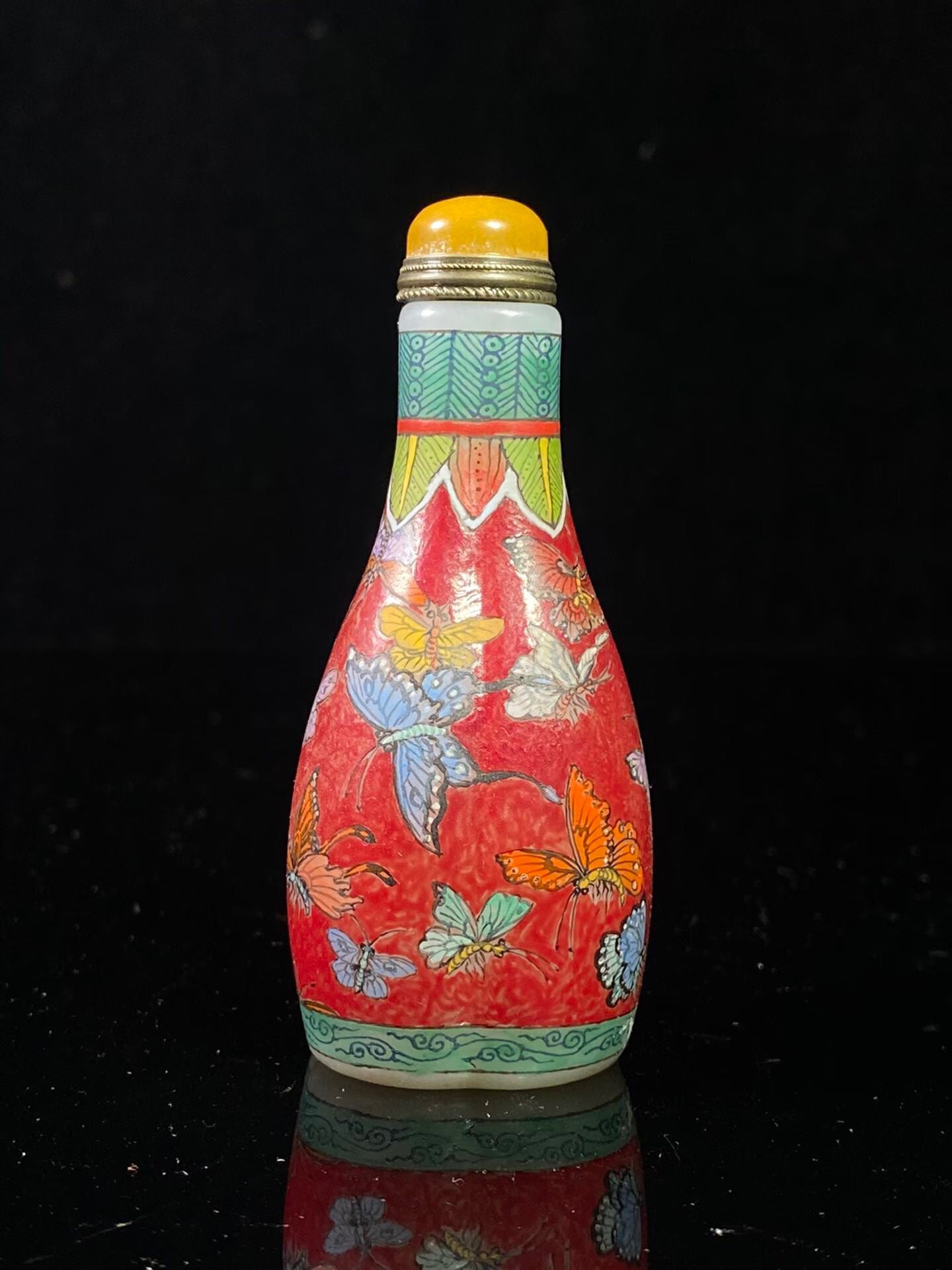 Chinese antique glass painting enamel colored snuff bottle