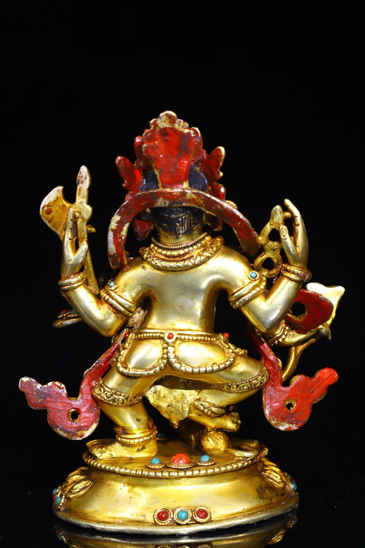 Natural crystal handcrafted, gold-plated filigree inlaid with gemstones, elephant nosed god of wealth