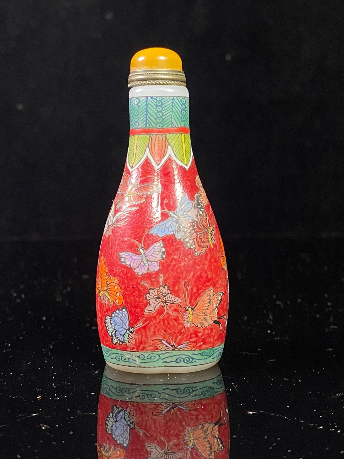 Chinese antique glass painting enamel colored snuff bottle