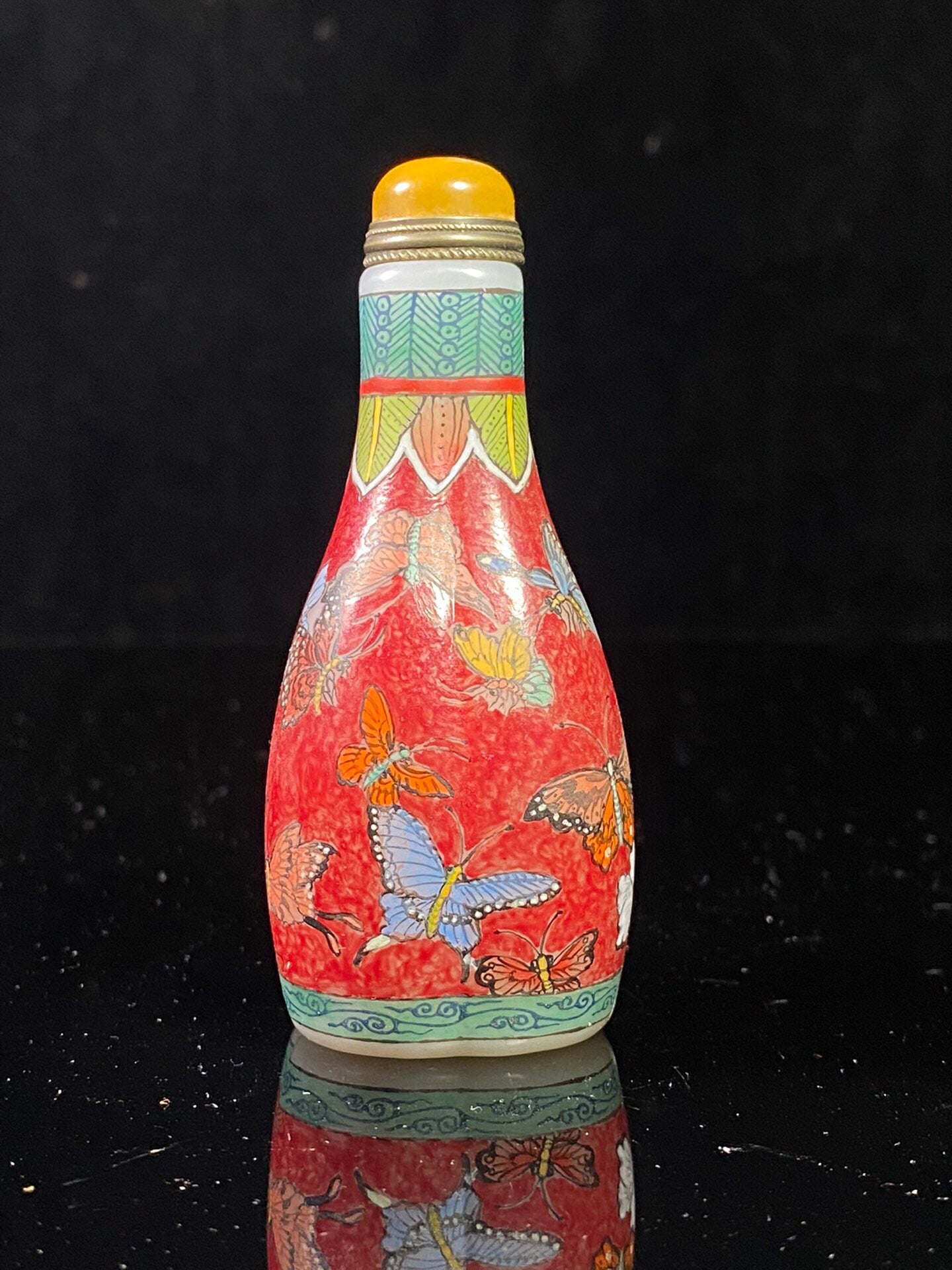 Chinese antique glass painting enamel colored snuff bottle