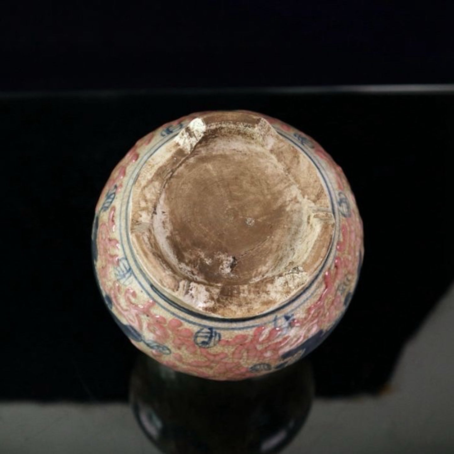 Ceramic blue and white glazed red lion pattern incense burner