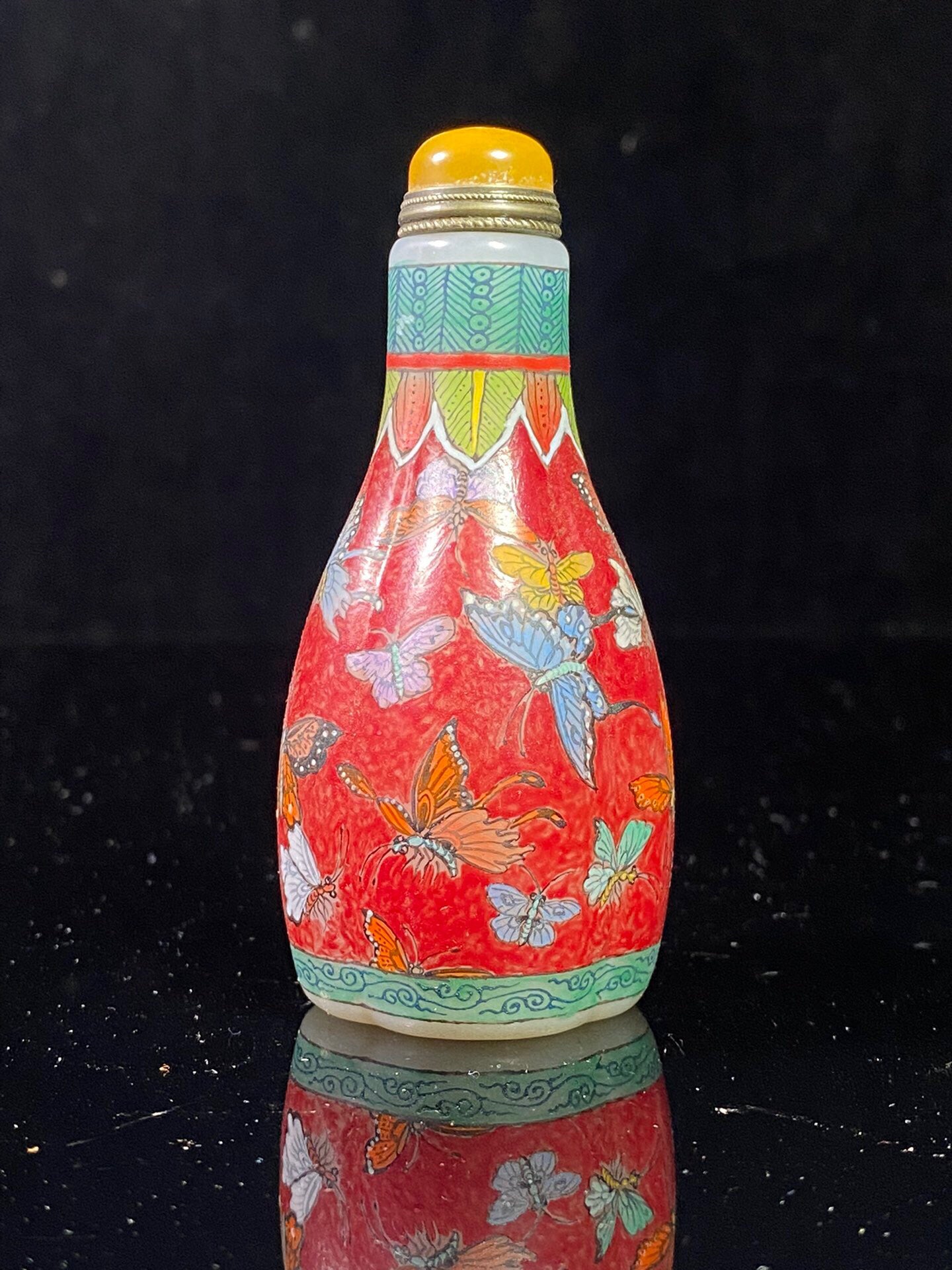 Chinese antique glass painting enamel colored snuff bottle